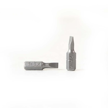 Single End Slotted Screwdriver Bits - 1 Inch Long - 4mm Wide Slot, PK 50